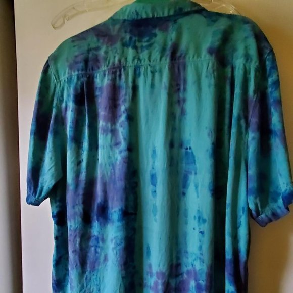 Painted Tommy bahama short sleeve silk shirt navy blue tropical beach vacation - Picture 7 of 10